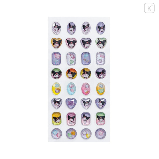 Japan Sanrio Glitter Crystal Gem Stone Seal Sticker - Kuromi : 3D - 2