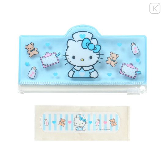 Japan Sanrio Original Adhesive Bandages with Slider Case - Hello Kitty : Light Blue - 3