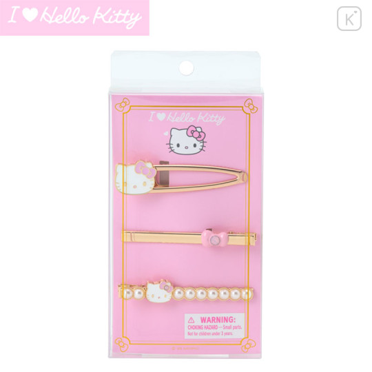 Japan Sanrio Original Hair Clip Set - Hello Kitty : I Love Hello Kitty Pink - 1