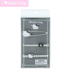 Japan Sanrio Original Hair Clip Set - Hello Kitty : I Love Hello Kitty Black