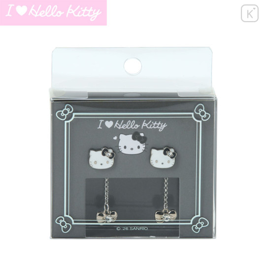 Japan Sanrio Original Earrings Set - Hello Kitty : I Love Hello Kitty Black - 1