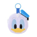 Japan Disney Store Fluffy Plush Mini Pouch with Carabiner - Donald : Face - 1