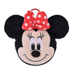 Japan Disney Store Fluffy Plush Mini Pouch with Carabiner - Minnie : Face