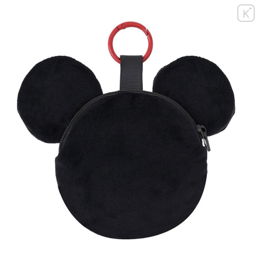 Japan Disney Store Fluffy Plush Mini Pouch with Carabiner - Mickey : Face - 2