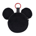 Japan Disney Store Fluffy Plush Mini Pouch with Carabiner - Mickey : Face - 2
