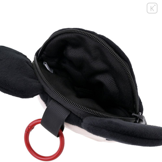 Japan Disney Store Fluffy Plush Mini Pouch with Carabiner - Mickey : Face - 3