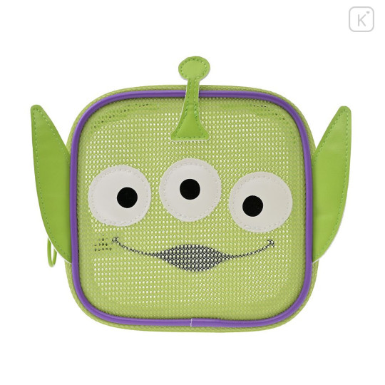 Japan Disney Store Mesh Cosmetic Pouch - Toy Story Little Green Men Aliens : Face - 1