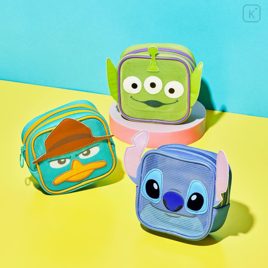 Japan Disney Store Mesh Cosmetic Pouch - Toy Story Little Green Men Aliens : Face - 2