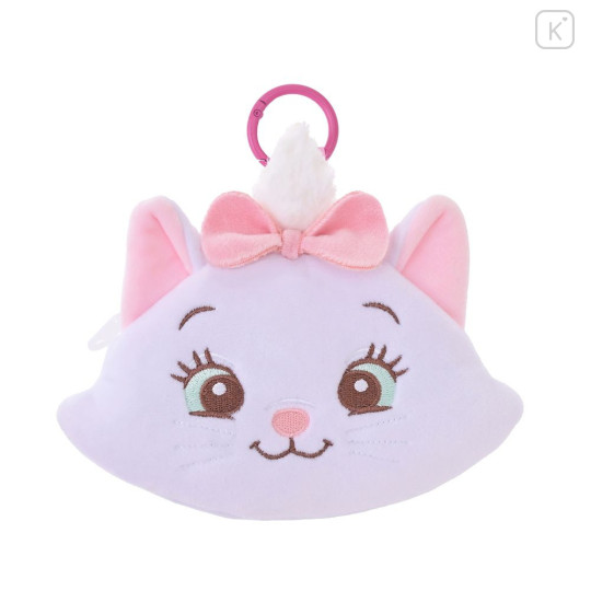 Japan Disney Store Fluffy Plush Mini Pouch with Carabiner - Marie : Face - 1