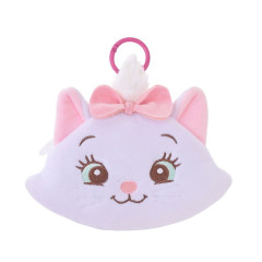 Japan Disney Store Fluffy Plush Mini Pouch with Carabiner - Marie : Face