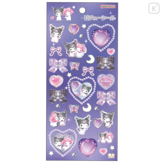 Japan Sanrio Jewel Sticker - Kuromi & My Melody : Purple - 1