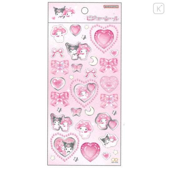 Japan Sanrio Jewel Sticker - Kuromi & My Melody : Pink - 1
