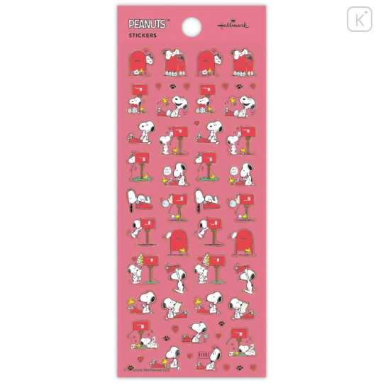 Japan Peanuts Hallmark Gold Sticker - Snoopy & Woodstock : Letter Design - 2