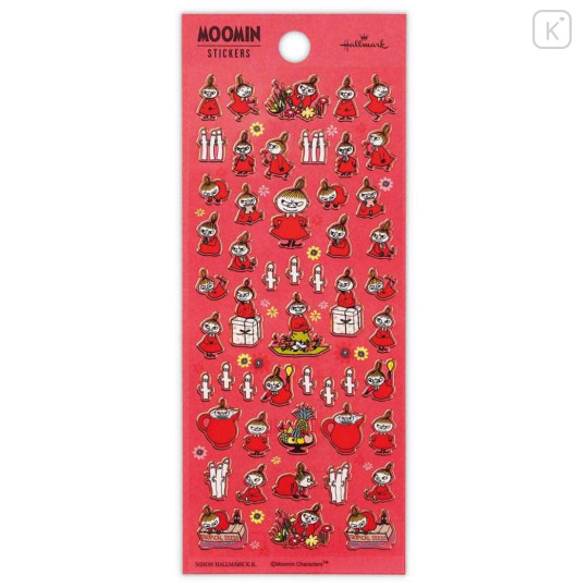 Japan Moomin Hallmark Gold Sticker - Hattifatteners & Little My : Red - 1