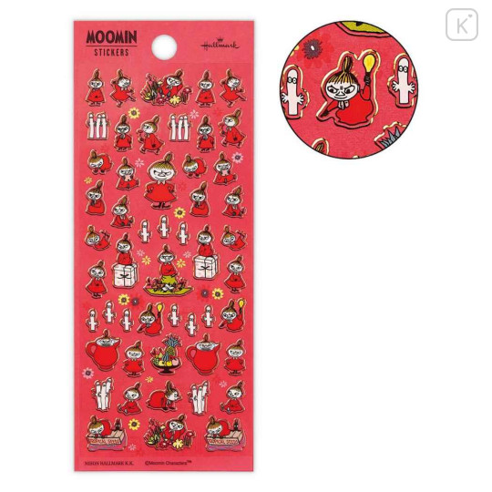 Japan Moomin Hallmark Gold Sticker - Hattifatteners & Little My : Red - 2