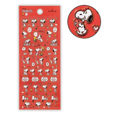 Japan Peanuts Hallmark Gold Sticker - Snoopy & Woodstock : Hearts