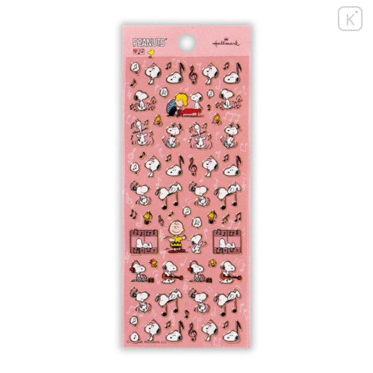 Japan Peanuts Hallmark Gold Sticker - Snoopy & Woodstock : Music - 2
