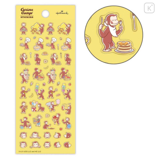 Japan Curious George Hallmark Gold Sticker - Food - 1