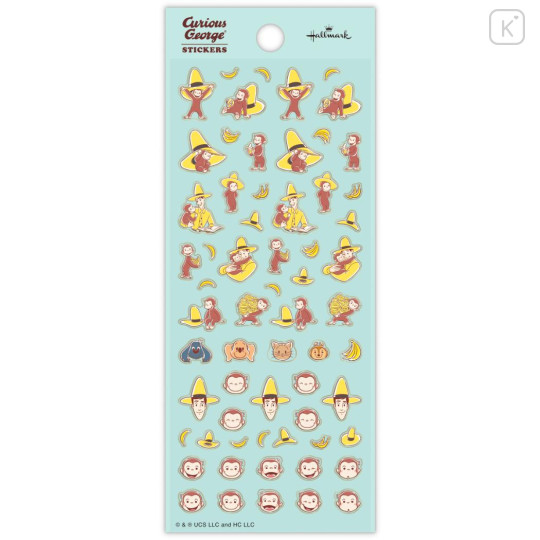 Japan Curious George Hallmark Gold Sticker - Yellow Hat - 2