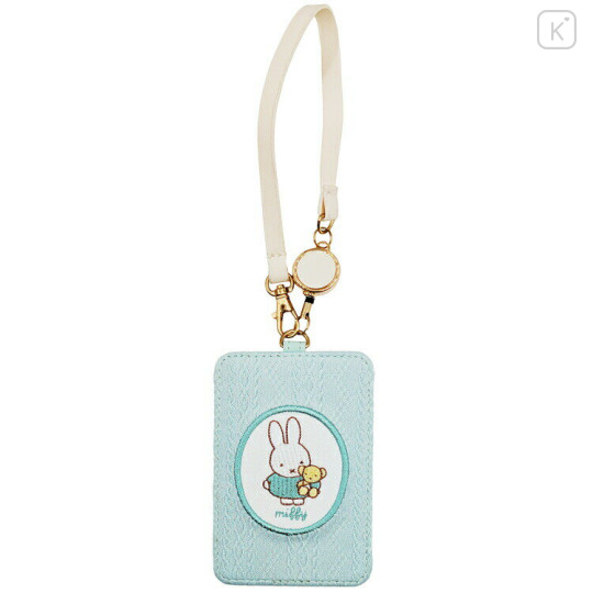 Japan Miffy Pass Case Card Holder & Reel - Spring Bear - 1