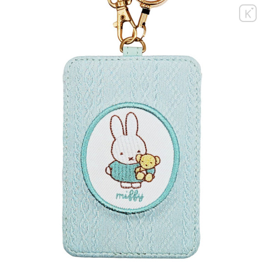 Japan Miffy Pass Case Card Holder & Reel - Spring Knit Bear - 2