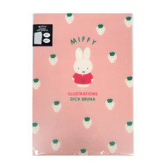 Japan Miffy 3 Pockets A4 Index File - Strawberry Light Pink White