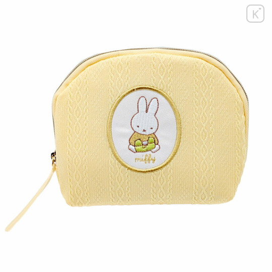 Japan Miffy Round Cosmetic Pouch - Spring Knit Yellow - 1