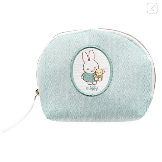 Japan Miffy Round Cosmetic Pouch - Spring Knit Bear - 1