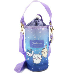 Japan Chiikawa Insulated Cooler Plastic Bottle Holder with Shoulder Strap - Chiikawa & Hachiware & Usagi : Starry Sky