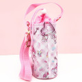 Japan Sanrio Insulated Cooler Plastic Bottle Holder with Shoulder Strap - My Melody : Plaid - 2
