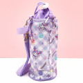 Japan Sanrio Insulated Cooler Plastic Bottle Holder with Shoulder Strap - Kuromi : Plaid - 2