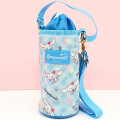 Japan Sanrio Insulated Cooler Plastic Bottle Holder with Shoulder Strap - Cinnamoroll : Plaid