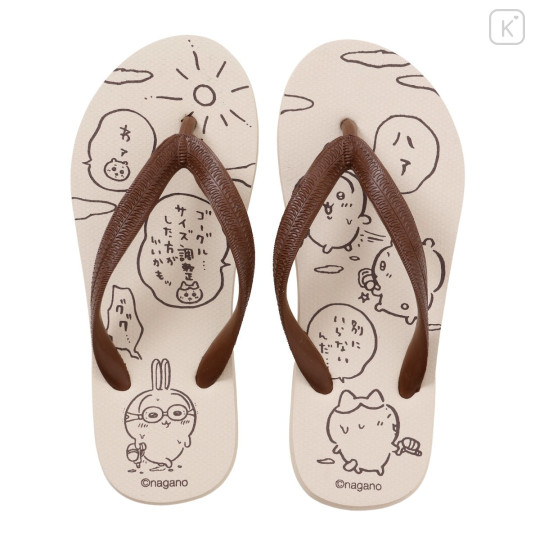 Japan Chiikawa Beach Sandals 24-24.5cm - Chiikawa & Hachiware & Usagi : Water Gun Beige - 1