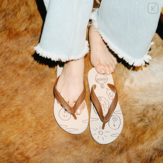 Japan Chiikawa Beach Sandals 25-25.5cm - Chiikawa & Hachiware & Usagi : Water Gun Beige - 2
