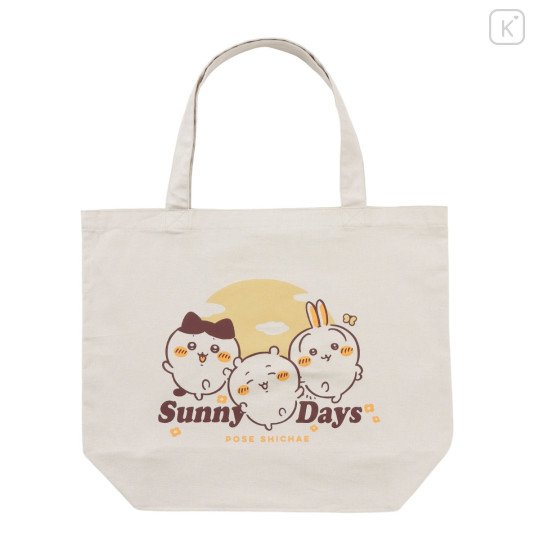 Japan Chiikawa Tote Bag - Chiikawa & Hachiware & Usagi : Sunny Days Sand Beige - 1