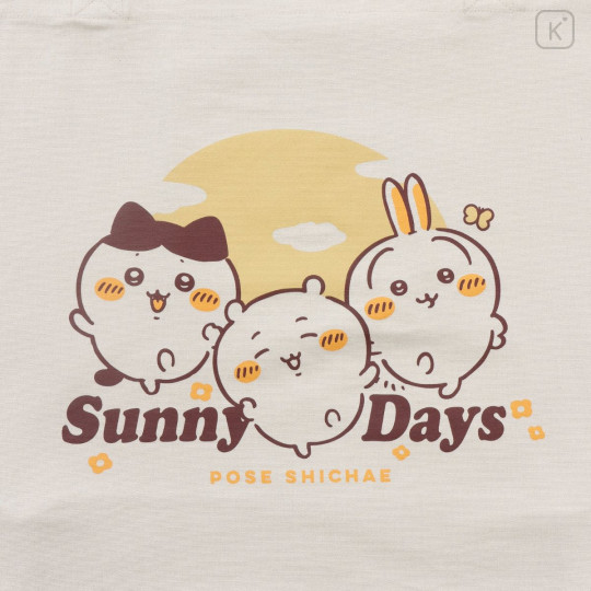 Japan Chiikawa Tote Bag - Chiikawa & Hachiware & Usagi : Sunny Days Sand Beige - 3