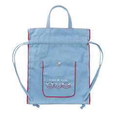 Japan Chiikawa Denim Knapsack - Chiikawa & Hachiware & Usagi : Ribbon Light Blue