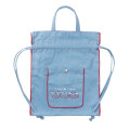 Japan Chiikawa Denim Knapsack - Chiikawa & Hachiware & Usagi : Ribbon Light Blue - 1