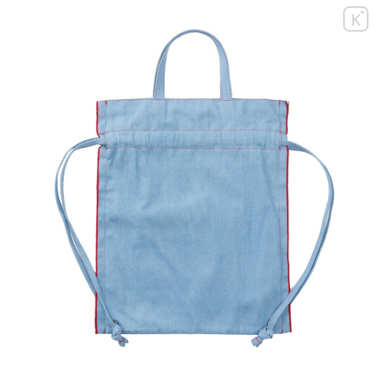 Japan Chiikawa Denim Knapsack - Chiikawa & Hachiware & Usagi : Ribbon Light Blue - 5