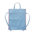 Japan Chiikawa Denim Knapsack - Chiikawa & Hachiware & Usagi : Ribbon Light Blue - 5
