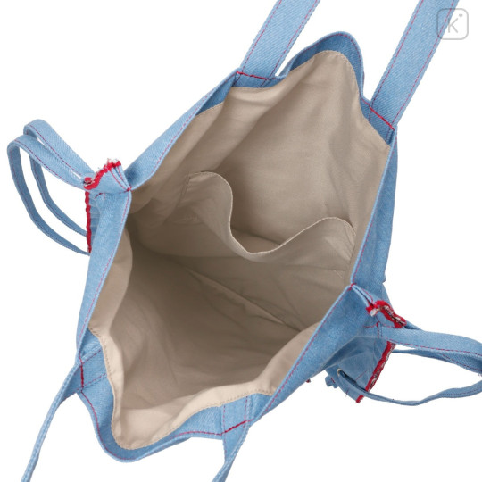 Japan Chiikawa Denim Knapsack - Chiikawa & Hachiware & Usagi : Ribbon Light Blue - 6
