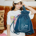 Japan Chiikawa Denim Knapsack - Furuhonya Kani-chan & Momonga : Let's Dance Indigo - 2