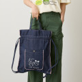 Japan Chiikawa Denim Knapsack - Furuhonya Kani-chan & Momonga : Let's Dance Indigo - 3