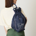 Japan Chiikawa Denim Knapsack - Furuhonya Kani-chan & Momonga : Let's Dance Indigo - 4