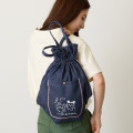 Japan Chiikawa Denim Knapsack - Furuhonya Kani-chan & Momonga : Let's Dance Indigo - 5
