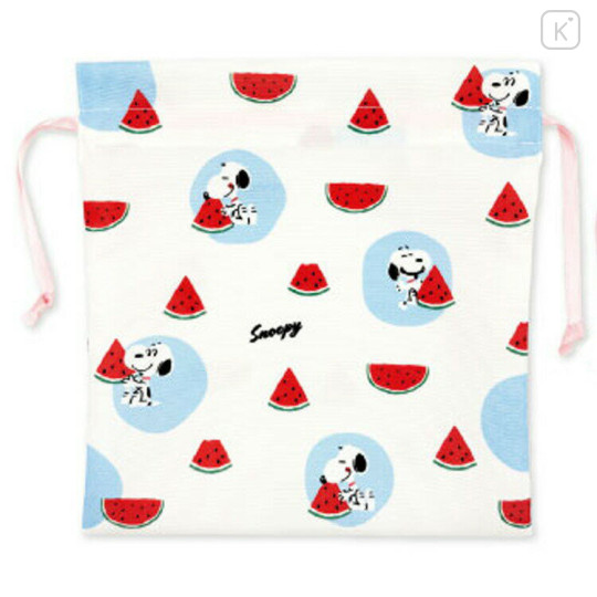 Japan Peanuts Drawstring Bag - Snoopy : Summer Watermelon - 1