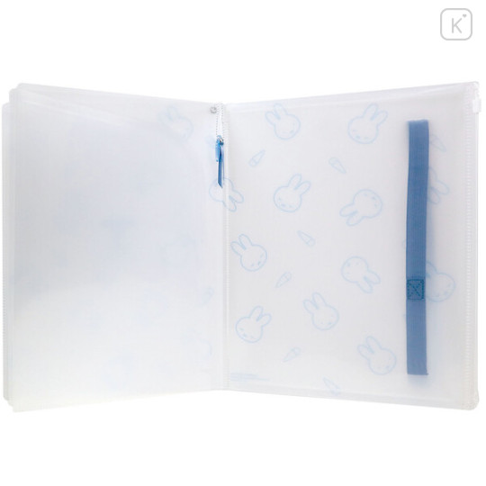 Japan Miffy A4 Zipper 6 Pockets Clear File - Sherbet White Blue - 3