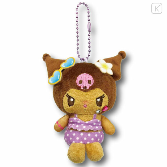 Japan Sanrio Petit Mini Mascot Holder - Kuromi : Heart Eyes Summer Tan Sunburned Swimsuit Gal - 1