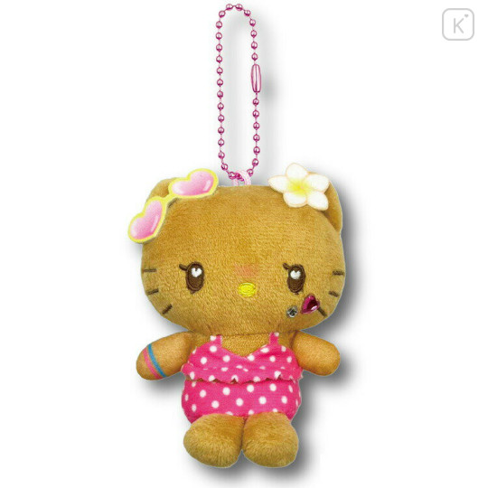 Japan Sanrio Petit Mini Mascot Holder - Hello Kitty : Heart Eyes Summer Tan Sunburned Swimsuit Gal - 1