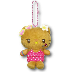 Japan Sanrio Petit Mini Mascot Holder - Hello Kitty : Heart Eyes Summer Tan Sunburned Swimsuit Gal